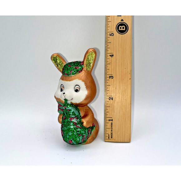 Vintage Ceramic Scottish Bunny Rabbit Playing Bagpipes Red Green Hat Rare OOAK - Picture 16 of 16